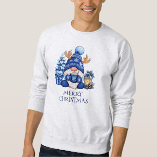 Cozy Blue Christmas Gnome Hot Cocoa Men’s Sweatshirt