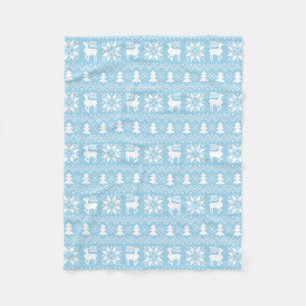 Cozy Blue Christmas Sweater Inspired Pattern Fleece Blanket
