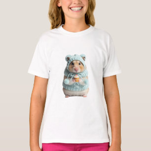 Cozy Blue Hoodie Hamster Kids T-Shirt