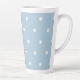 Cozy Blue Polka Dot Pattern, White Dotted Print Latte Mug