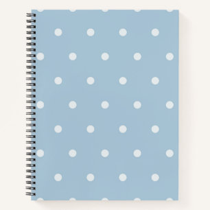 Cozy Blue Polka Dot Pattern, White Dotted Print Notebook