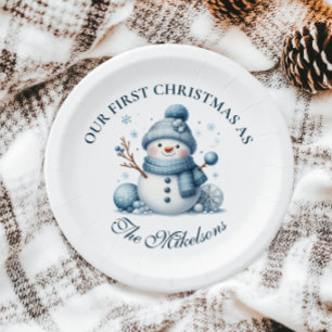 Cozy Blue Rustic Christma Paper Plate