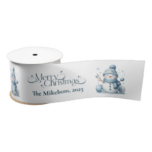 Cozy Blue Rustic Christmas  Satin Ribbon