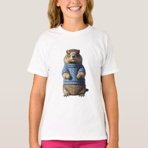 Cozy Blue Sweater Groundhog Kids