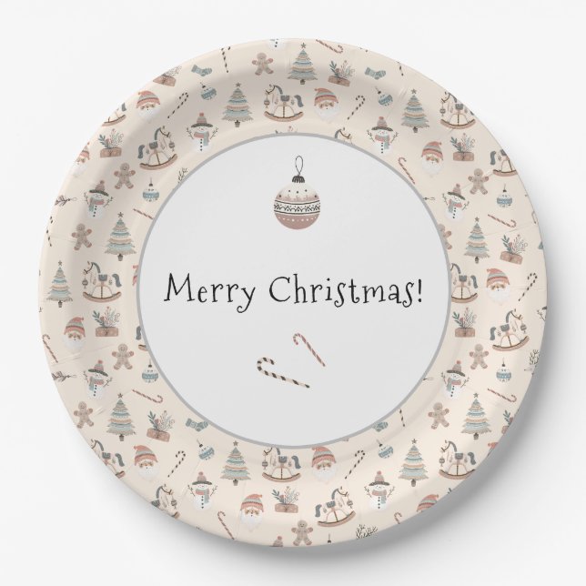 Cozy Boho Christmas Paper Plate (Front)