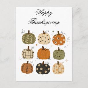 Cozy Boho Fall Pumpkins Collection Holiday Postcard