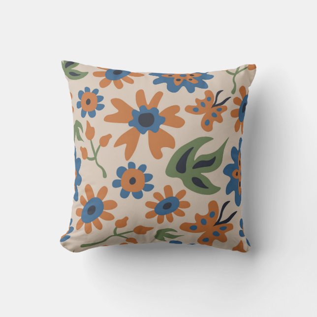 Cozy Boho Large Print Floral Pillow (Front)