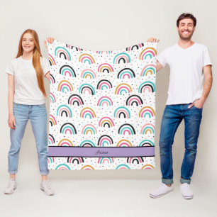 Cozy Boho Rainbow Fleece Blanket