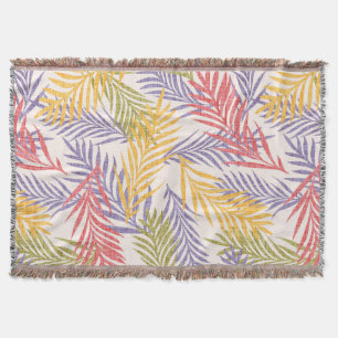 Cozy Boho Tropical Decor Blanket. Boho Palm Leaf Throw Blanket
