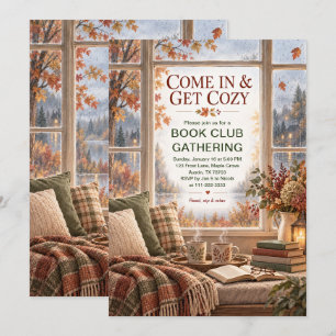 Cozy Book Club Gathering Fall Party Invitation