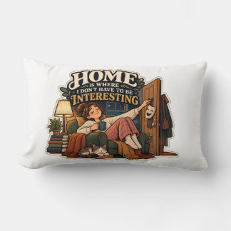 Cozy Book Lover Cat & Funny Introvert Throw Pillow