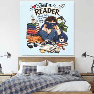 Cozy Book Lover Reading Illustration Canvas Print