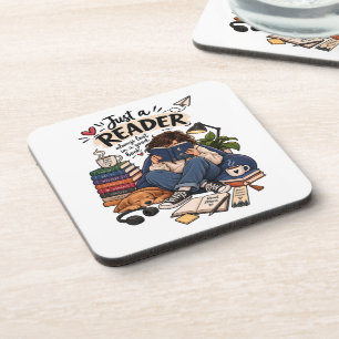 Cozy Book Lover Reading Illustration Coaster