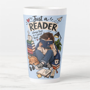 Cozy Book Lover Reading Illustration Latte Mug