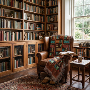 Cozy Bookshelves Throw Blanket 