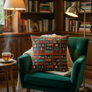 Cozy Bookshelves  Throw Pillow