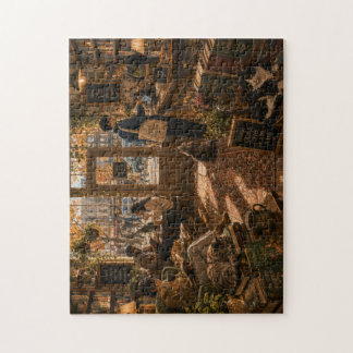 Cozy Bookstore Cat Café Jigsaw Puzzle