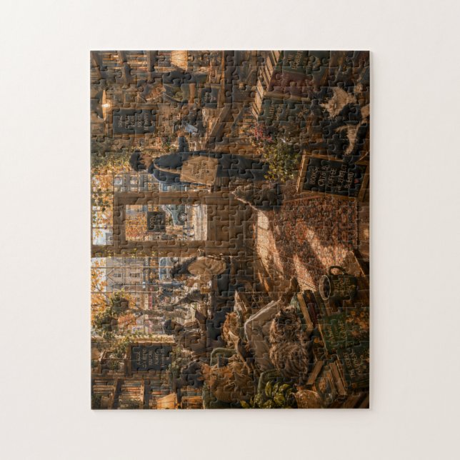 Cozy Bookstore Cat Café Jigsaw Puzzle (Vertical)