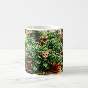 Cozy Botanical Cat Garden Art Ceramic Mug