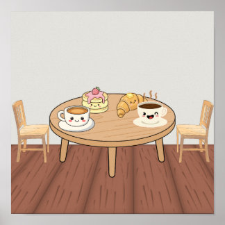 Cozy Breakfast Café Poster | Coffee, Pancakes & Cr