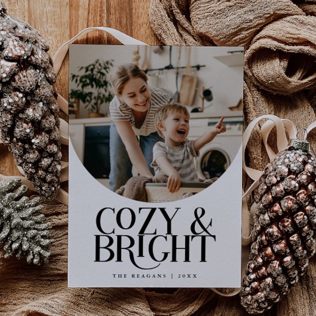 Cozy Bright Elegant Photo White Holiday Card (Creator Uploaded)