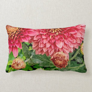 Cozy Bright Peach Chrysanthemum Flowers Pillow