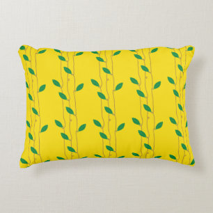 Cozy Bright Yellow Leaves Cotton Accent Pillow