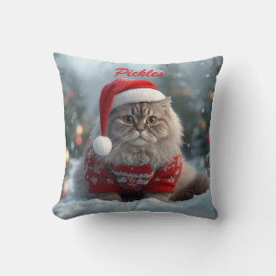 Cozy British Shorthair Cat Christmas Personalized  Throw Pillow