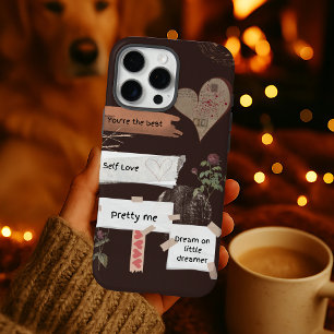 Cozy Brown Beige Vintage Self Love Quote  iPhone 16 Pro Max Case