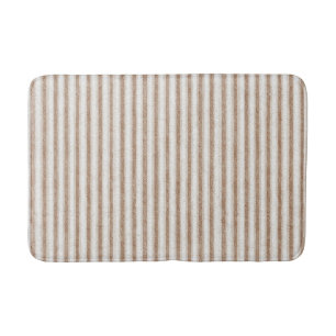 Cozy Brown Cream Stripes Bath Mat