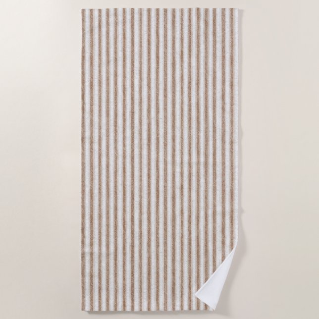 Cozy Brown Cream Stripes   Beach Towel (Front)