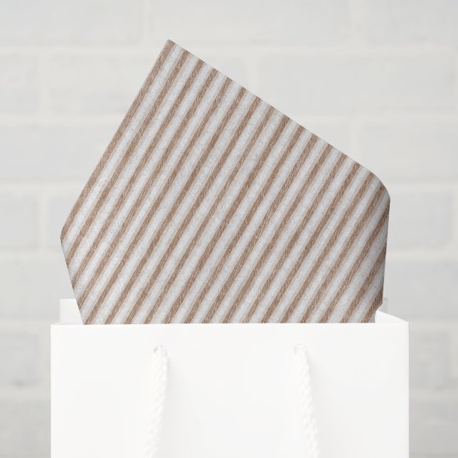 Cozy Brown Cream Stripes Birthday Tissue Paper (Gift Bag)