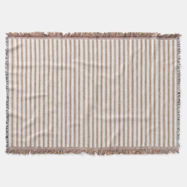 Cozy Brown Cream Stripes   Throw Blanket (Front)