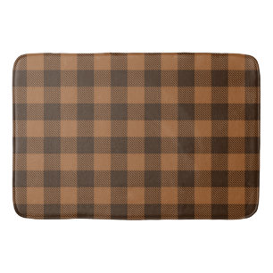 Cozy Brown Plaid Buffalo Print Pattern Bath Mat