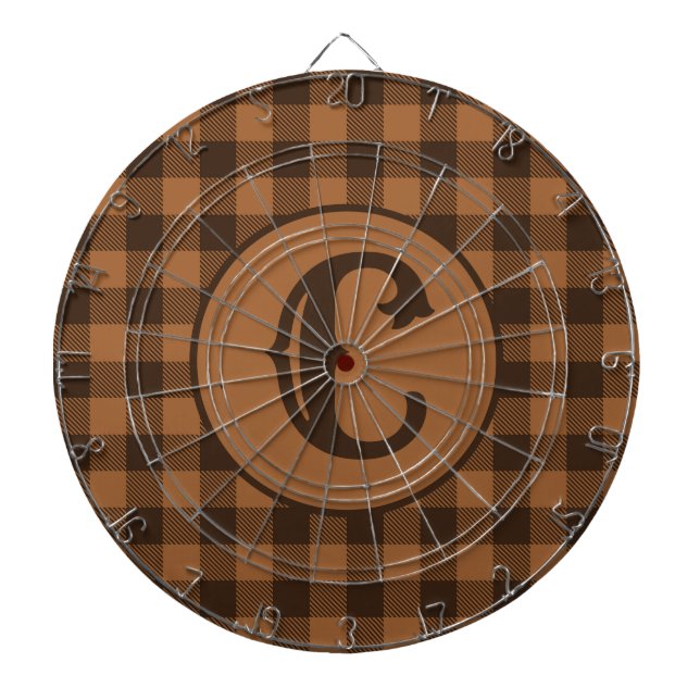Cozy Brown Plaid Buffalo Print Pattern Dartboard (Front)