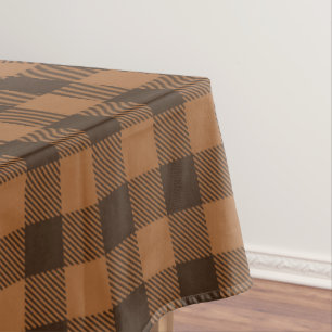 Cozy Brown Plaid Buffalo Print Pattern Tablecloth