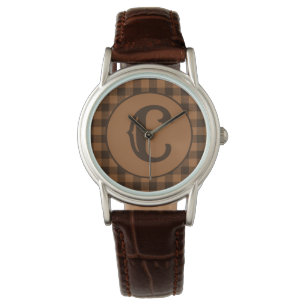 Cozy Brown Plaid Buffalo Print Pattern Watch