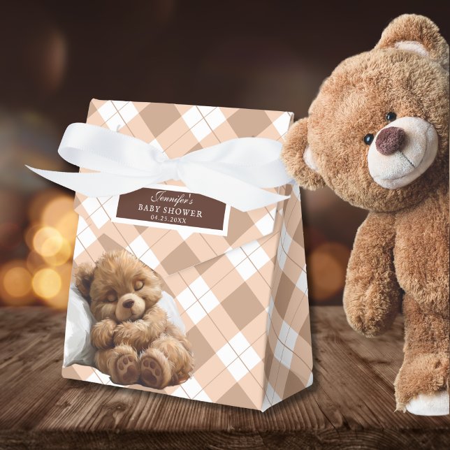 Cozy Brown Teddy Bear Baby Shower Favor Box (Creator Uploaded)