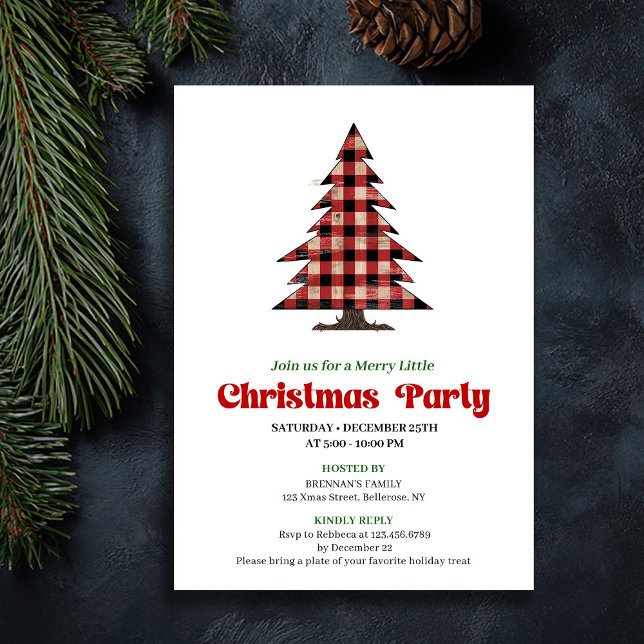 Cozy Buffalo Christmas Tree Holiday Celebration Invitation (Cozy Buffalo Christmas Tree Holiday Celebration)