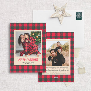 Cozy Buffalo Plaid Memories Photo Holiday Card