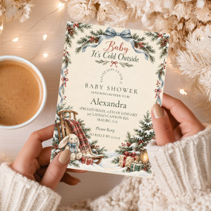 Cozy Bunny Baby It's Cold Outside Invitation