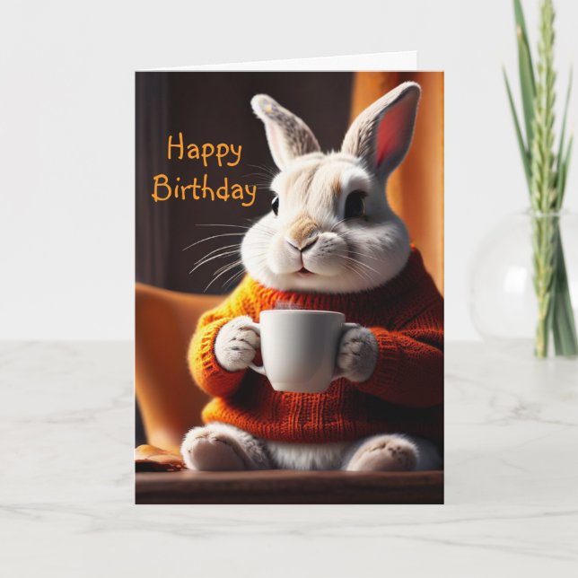 Cozy Bunny Birthday Card (Front)
