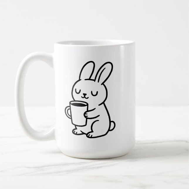 Cozy Bunny Coffee Doodle Mug (Left)