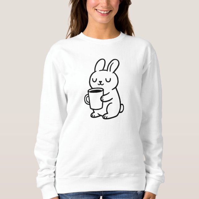 Cozy Bunny Coffee Doodle Sweatshirt (Front)