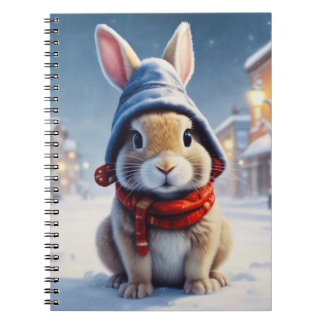 Cozy bunny in the snow notebook