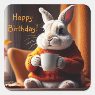 Cozy Bunny Square Sticker