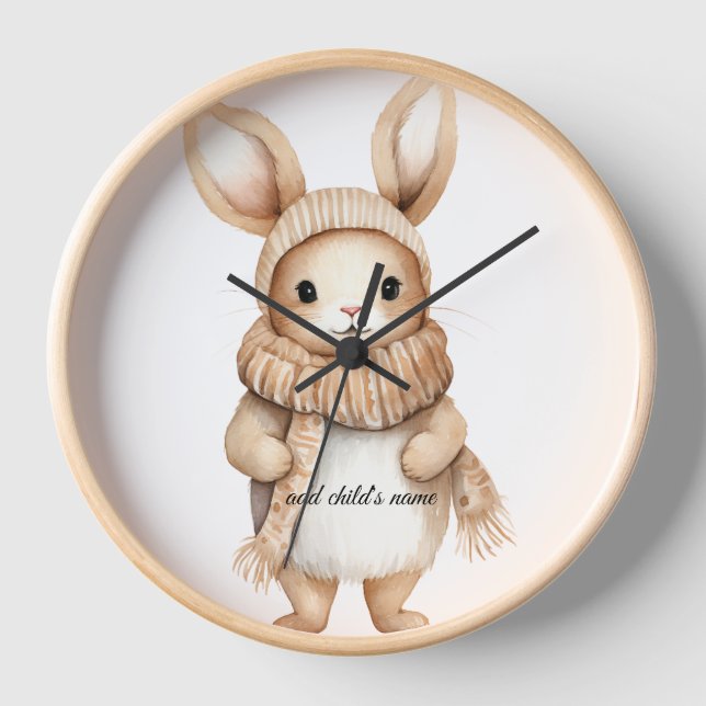 Cozy Bunny Wall Clock (Front)