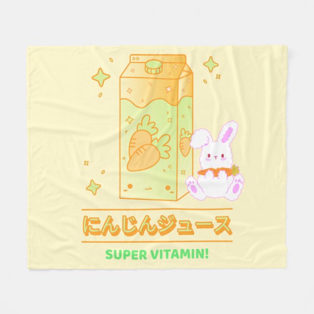 COZY BUNNY WITH CARROT JUICE FLEECE BLANKET (Front (Horizontal))