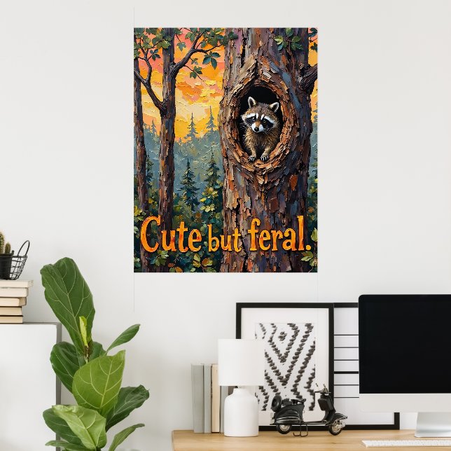 Cozy but Wild: Raccoon's Close-Up Poster (Home Office)