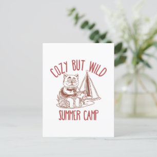 Cozy But Wild Summer Camp– Vintage Cat Postcard